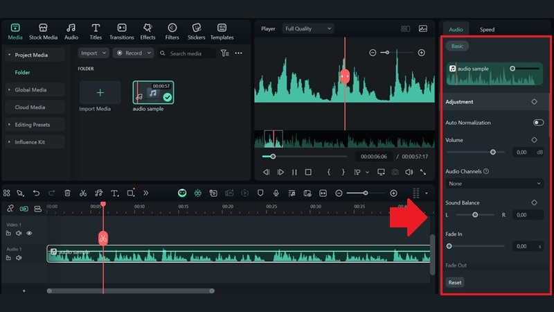 edit audio in property panel