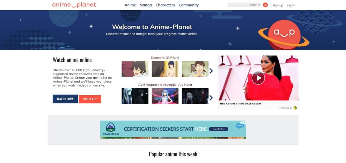 Anime-Planet interface