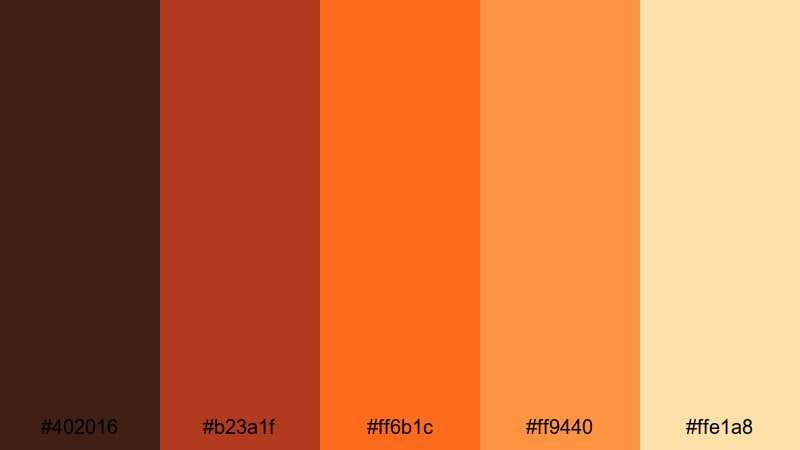 70s sunset stereo brown red orange color palette with hex codes