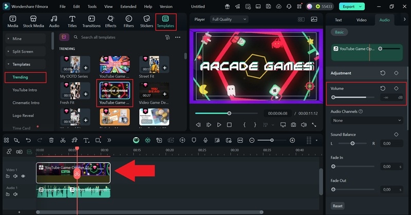 use filmora template for instant visual