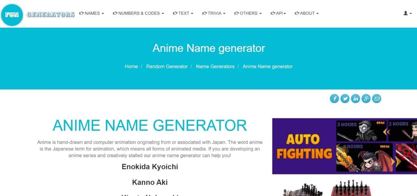 fun anime name generator