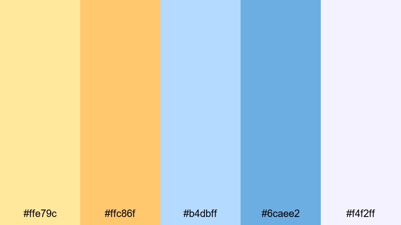 80s arcade sunbeam pastel blue yellow color palette with hex codes