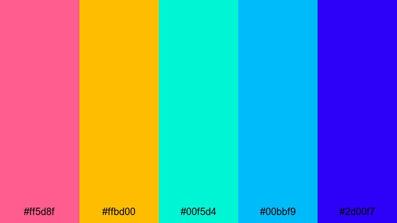 90s roller rink glow fun color palette with hex codes