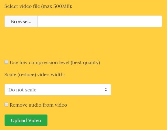 reduza o tamanho do vídeo no VideoSmaller