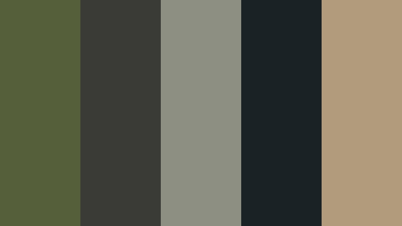 abandoned warehouse frames filmic olive color palette with hex codes