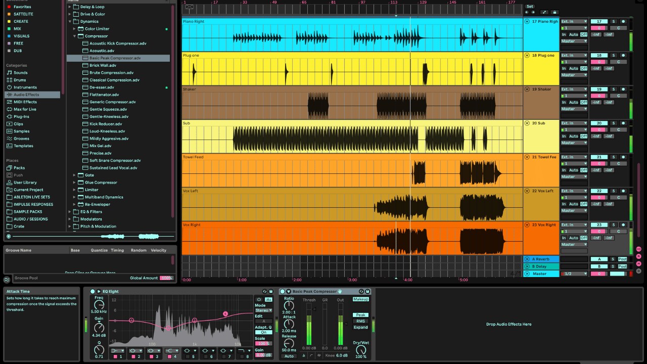 create, mix, add effects in ableton