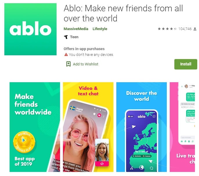 	
Ablo: Make new friends from all over the world 