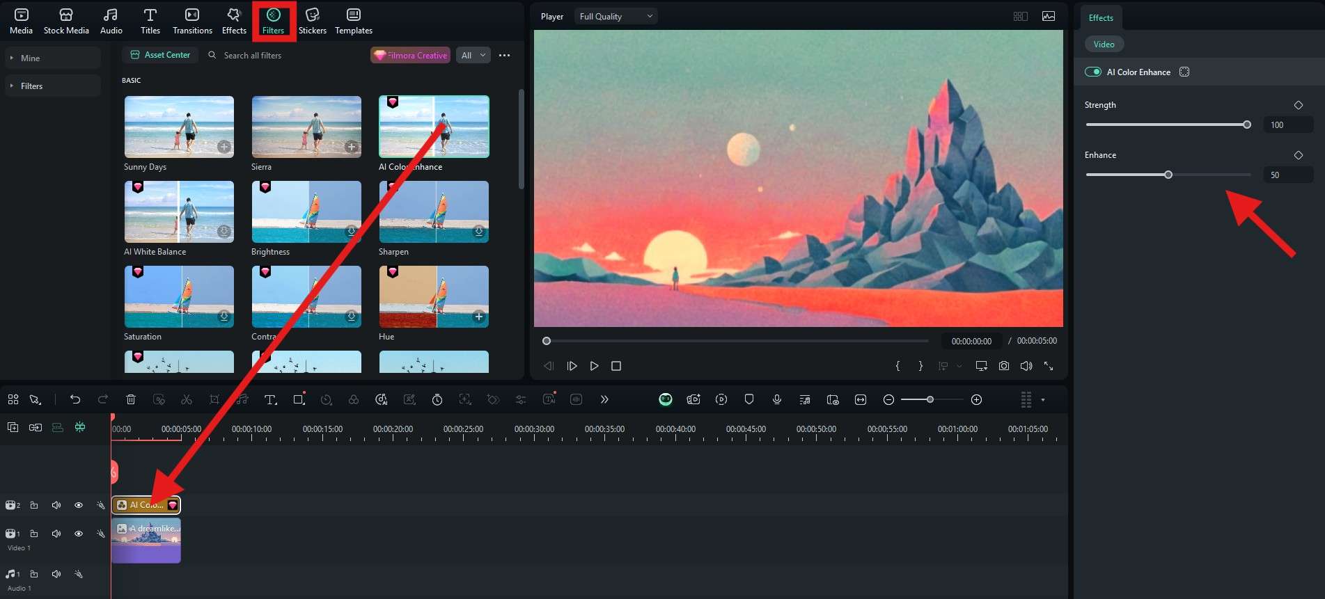 add filters to photos filmora desktop