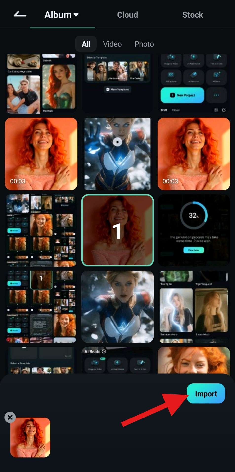import image to project filmora mobile