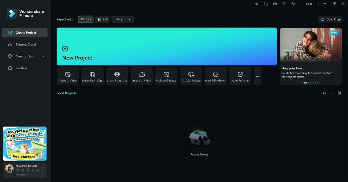 filmora main interface