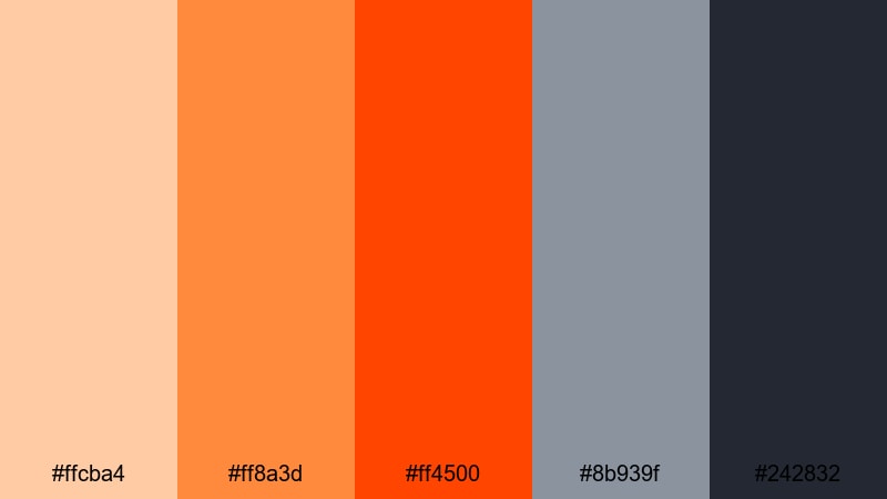action frame ember orange gray color palette with hex codes