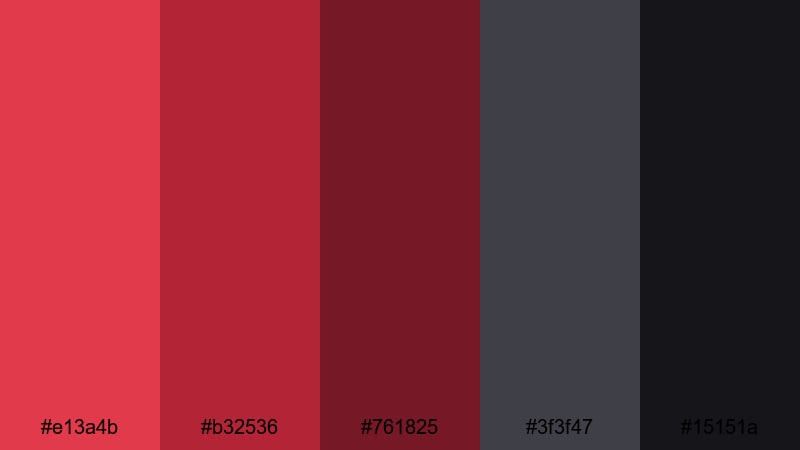 action noir scarlet gray red color palette with hex codes
