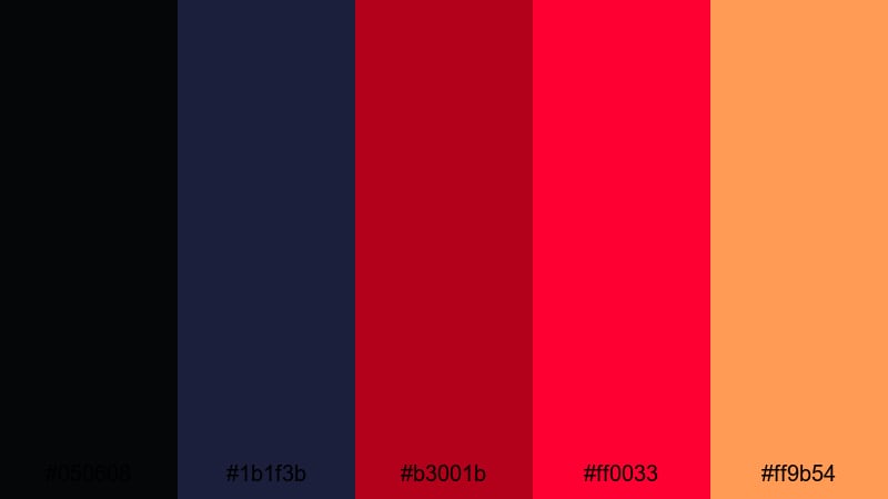 action thriller crimson red color palette with hex codes
