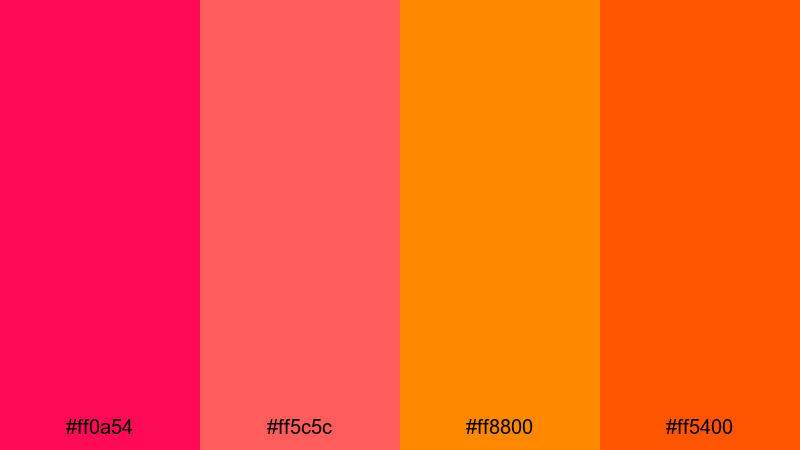 action title inferno pink red orange color palette with hex codes