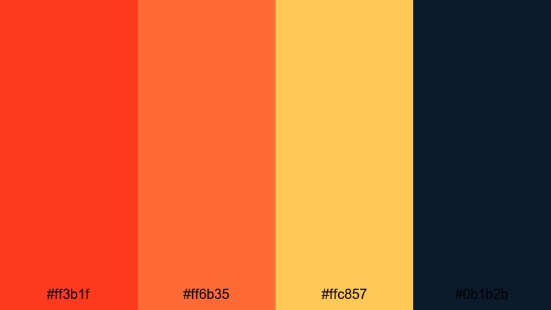 action trailer blaze flame color palette with hex codes