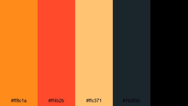 action trailer inferno orange gold color palette with hex codes