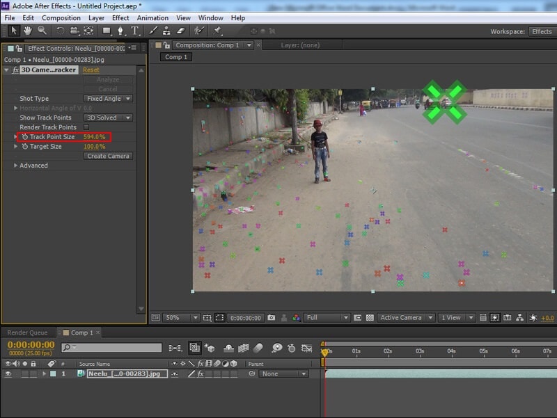 Сбой при выполнении анализа after effects 3d camera tracker