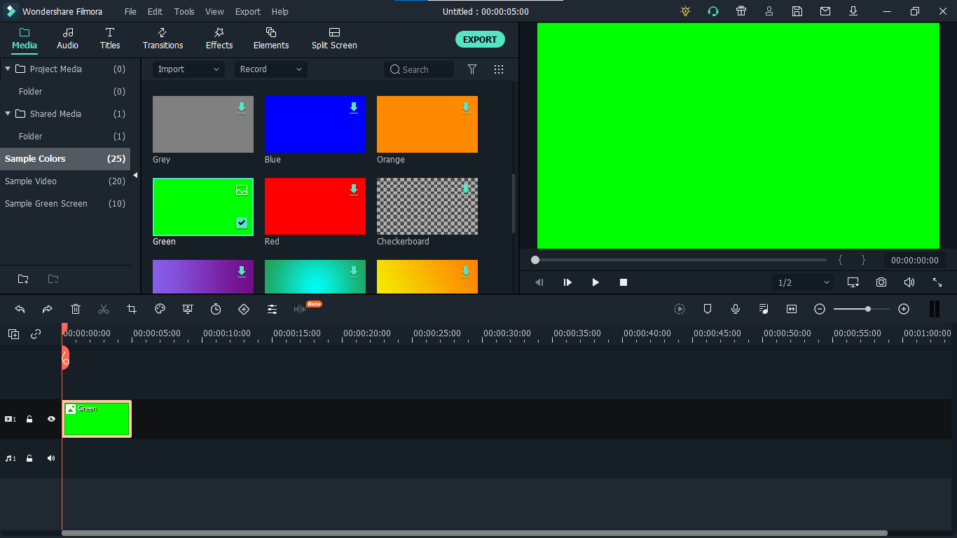filmora video import sample background color