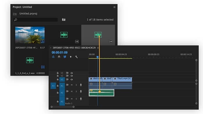 Adicionar áudio à linha do tempo no Adobe Premiere Pro