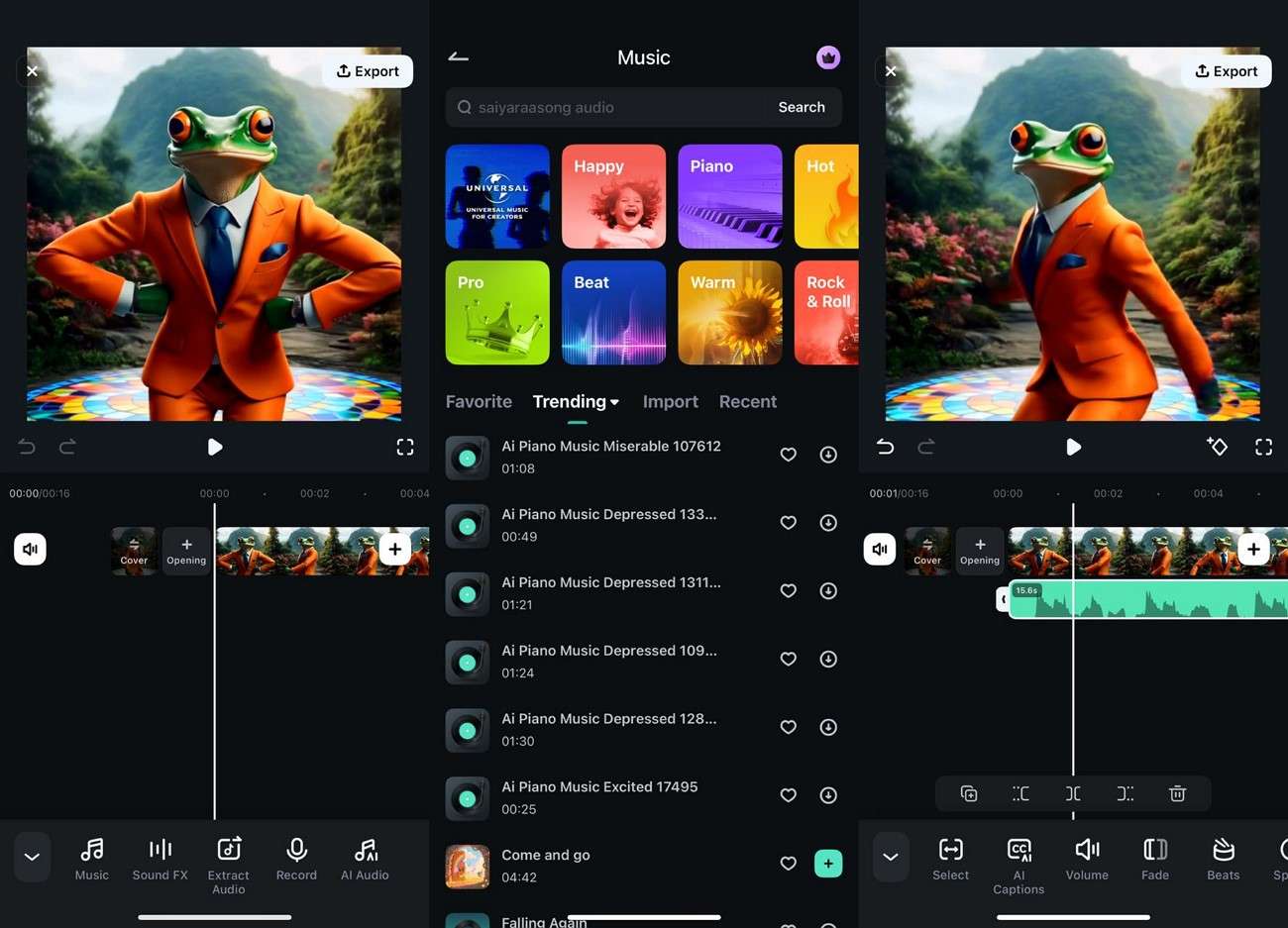 application filmora ajoutant de l'audio à une vidéo