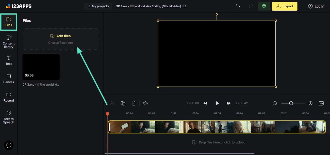 appuyez sur ajouter des fichiers pour ajouter l'audio