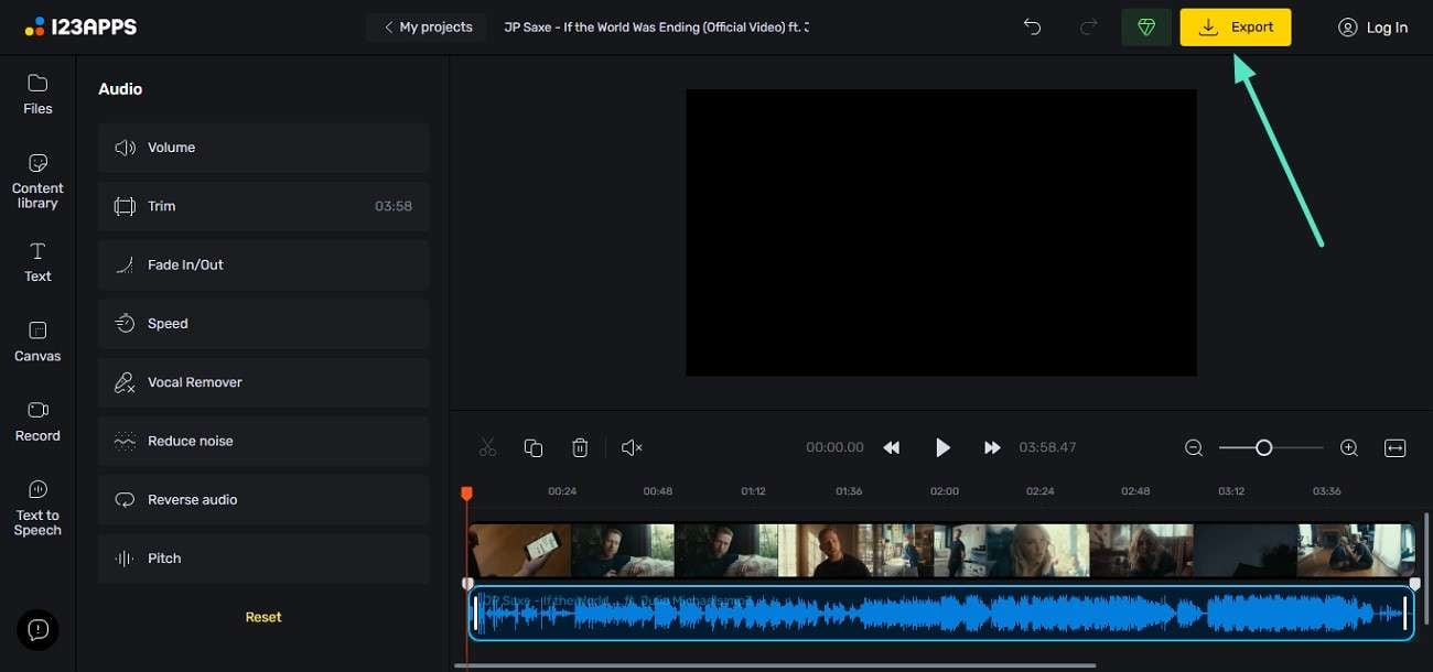 exporter les résultats après l'ajout de l'audio