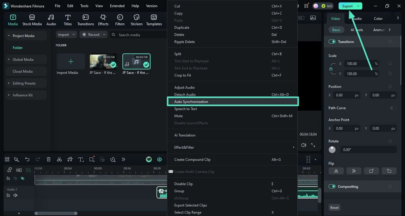 synchronisation automatique et exportation