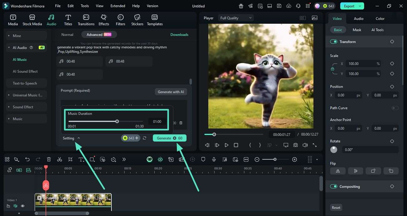 set duration and export