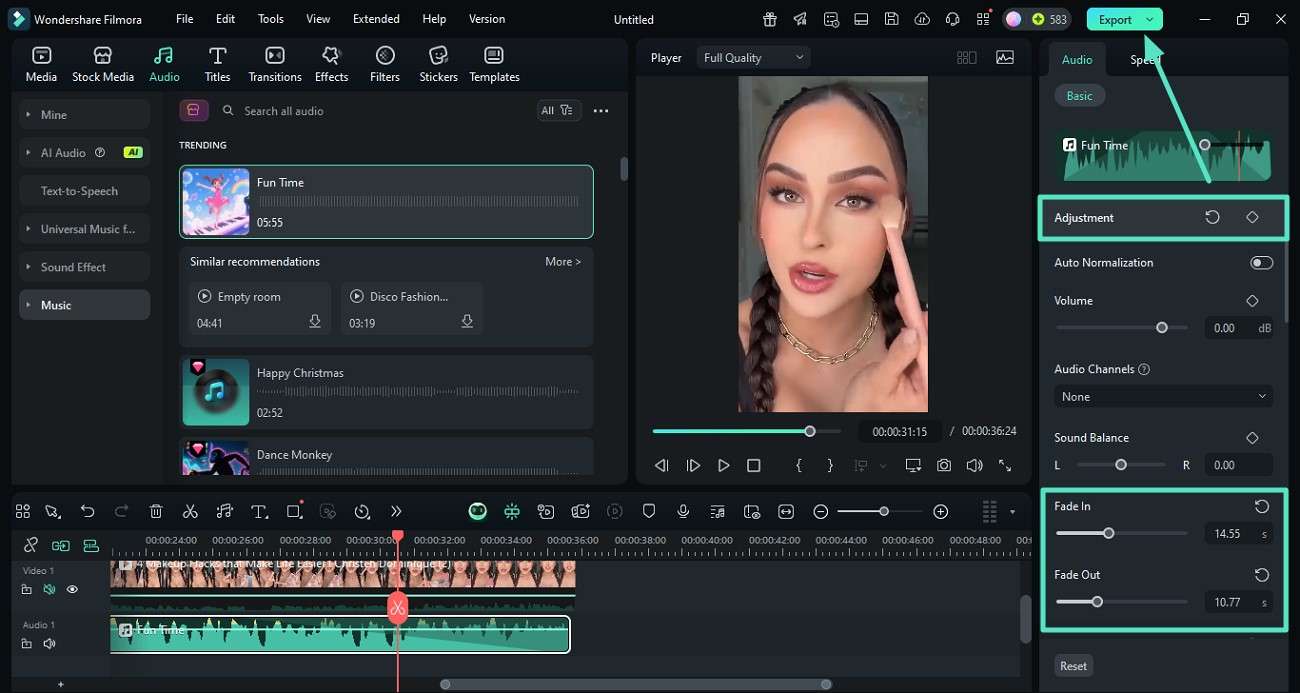 make changes and export