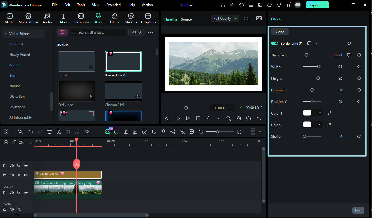 customize video borders in filmora