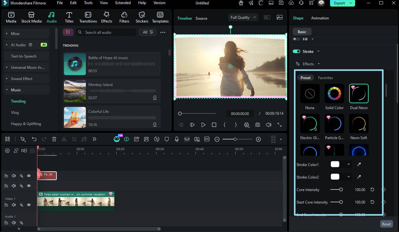 apply stroke effect and adjust style settings