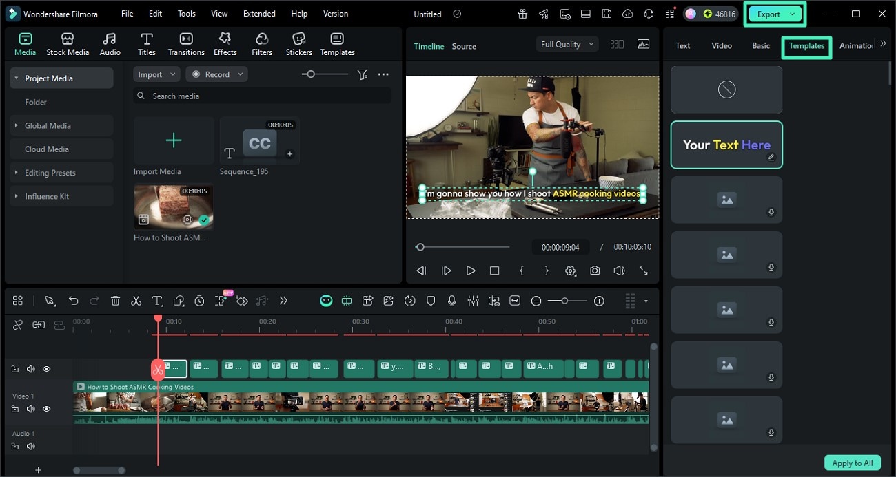 customize captions and export