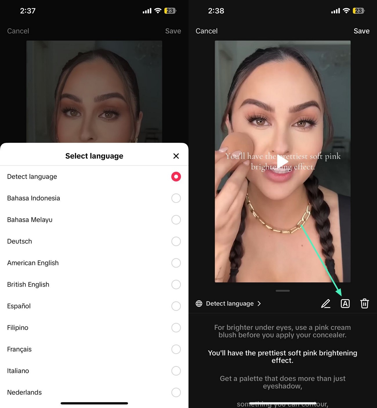 select language generate captions