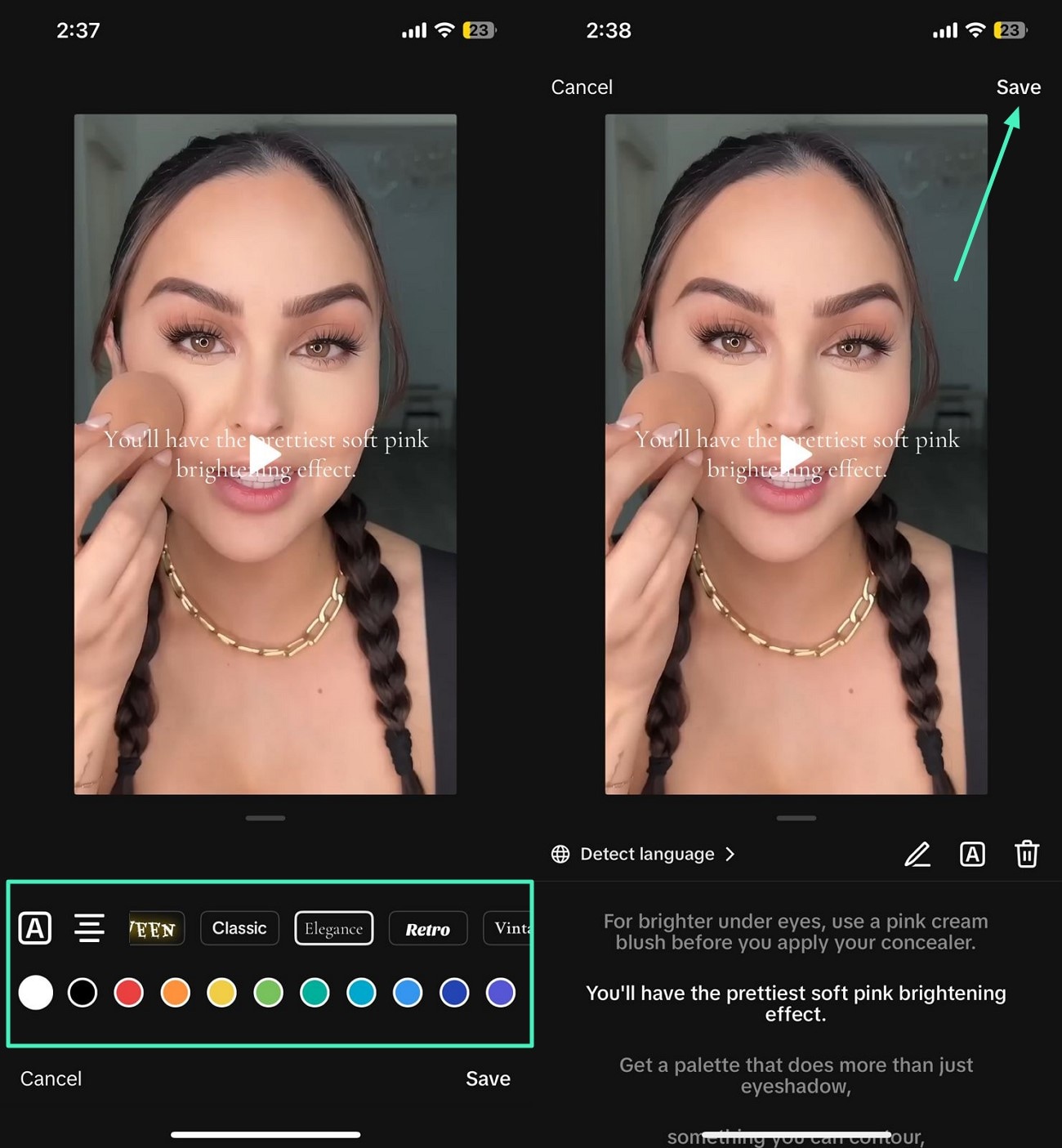 cust9omize text and save