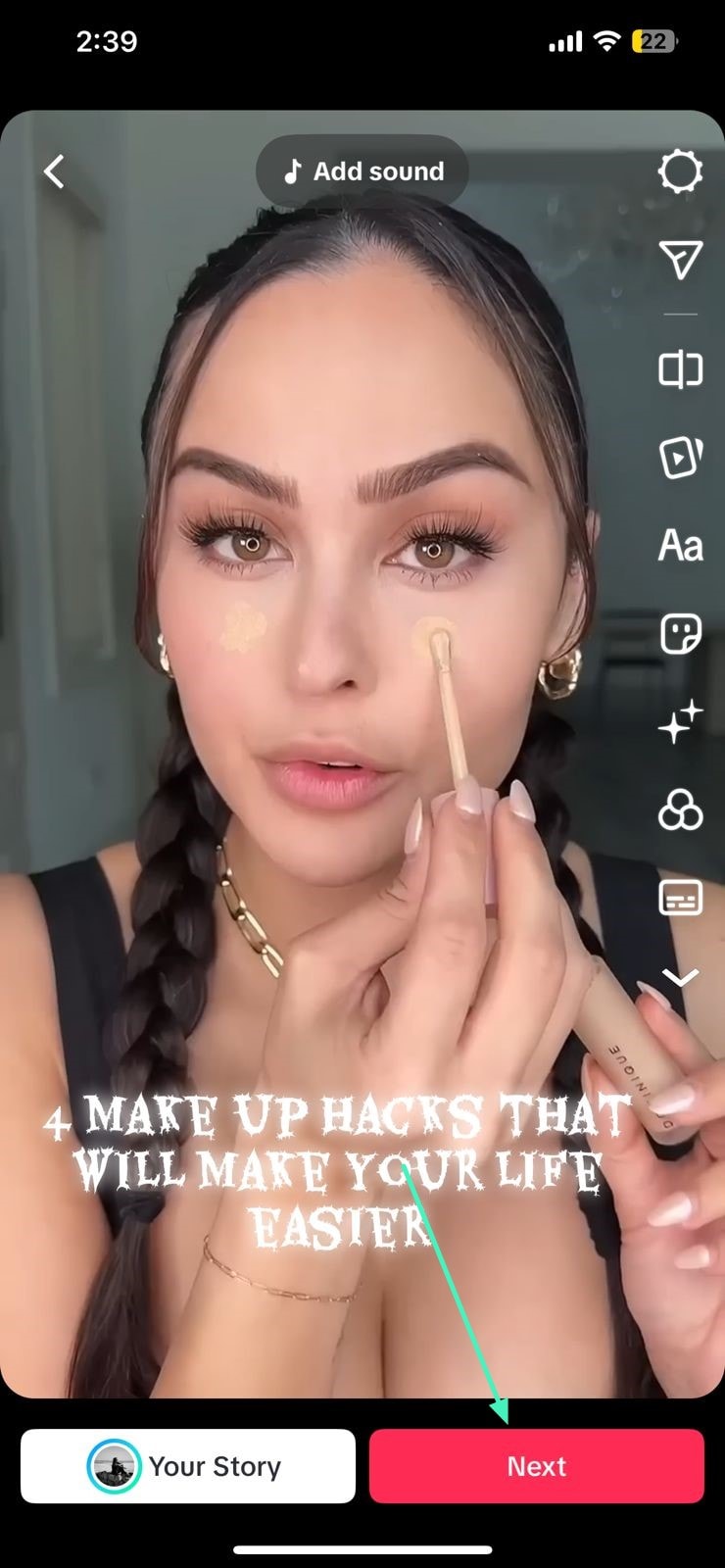 press next when text is added