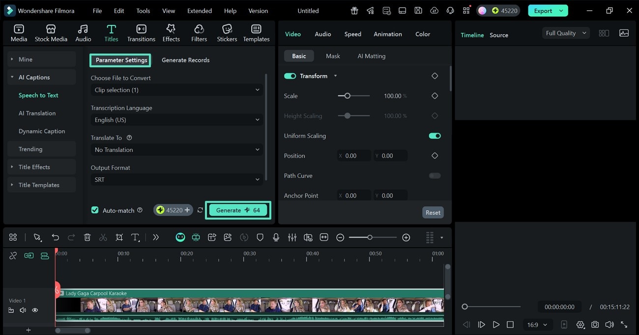 enter caption settings
