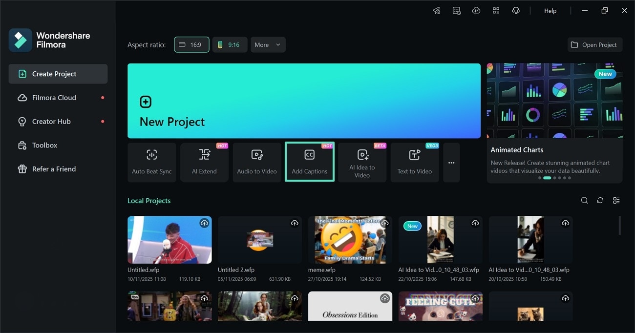 select ai captions tab wondershare filmora