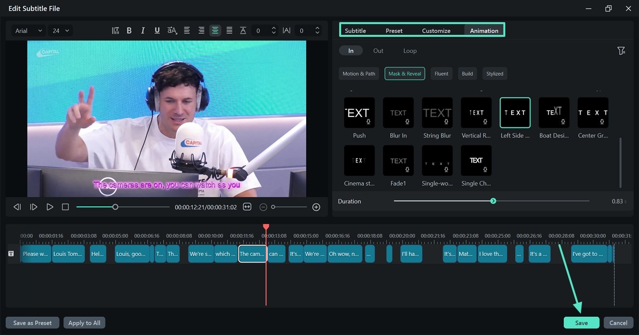 customize and update captions filmora