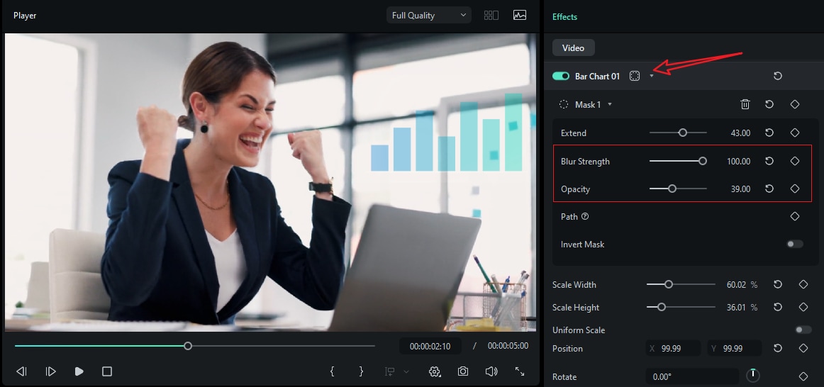 customize the graphic in filmora