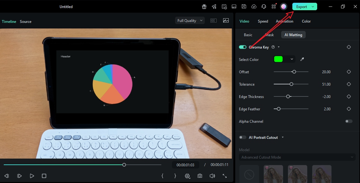 export the animated pie chart