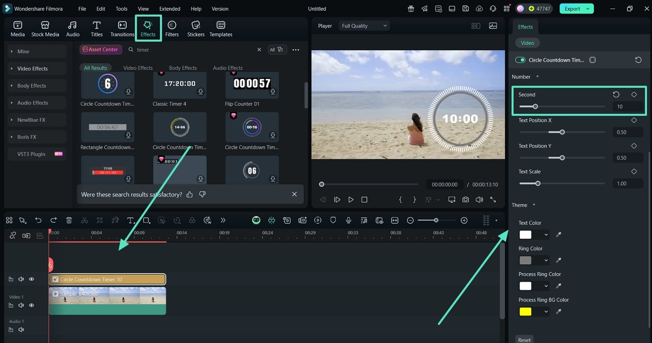 locate countdown effects and adjust properties