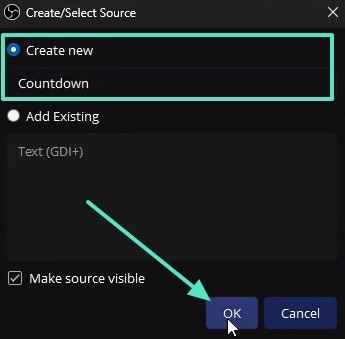 label source as countdown