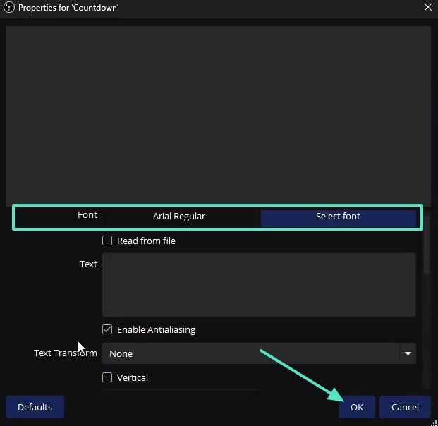 adjust properties for countdown timer