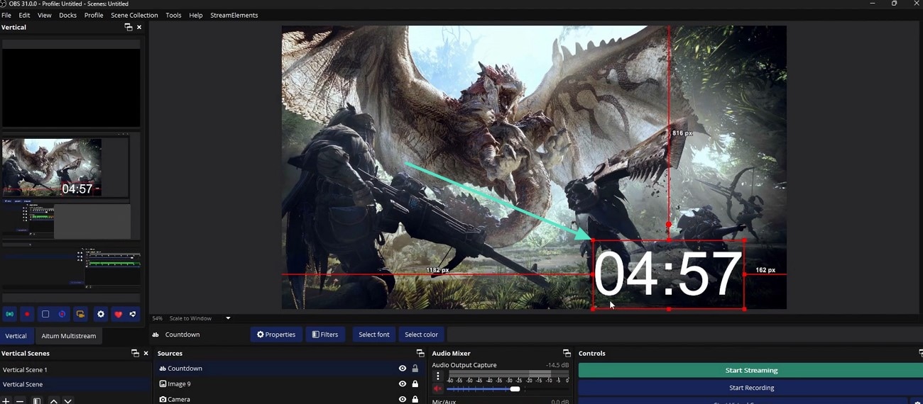 adjust position countdown timer