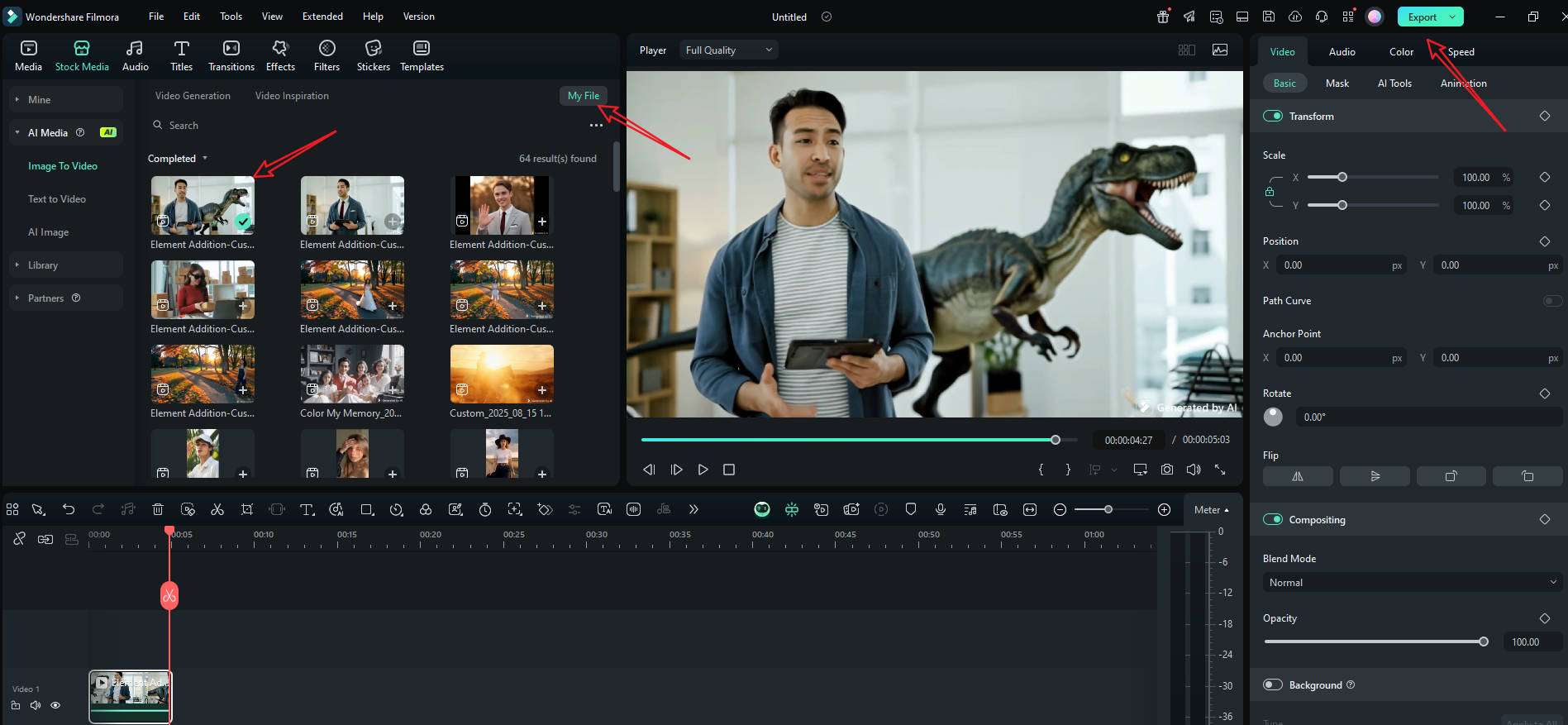 check the result and export