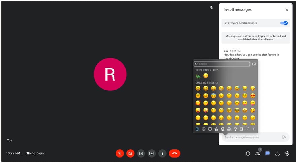  Add emojis to Google Meet chat