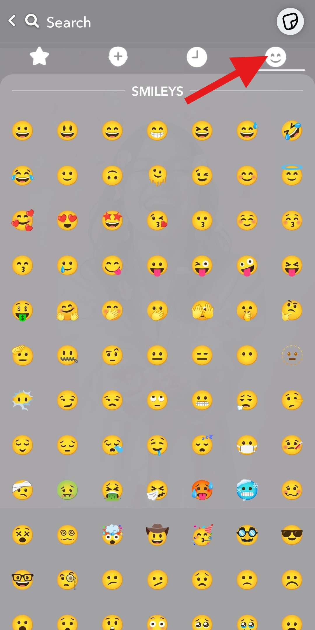 find a smiley face on snapchat