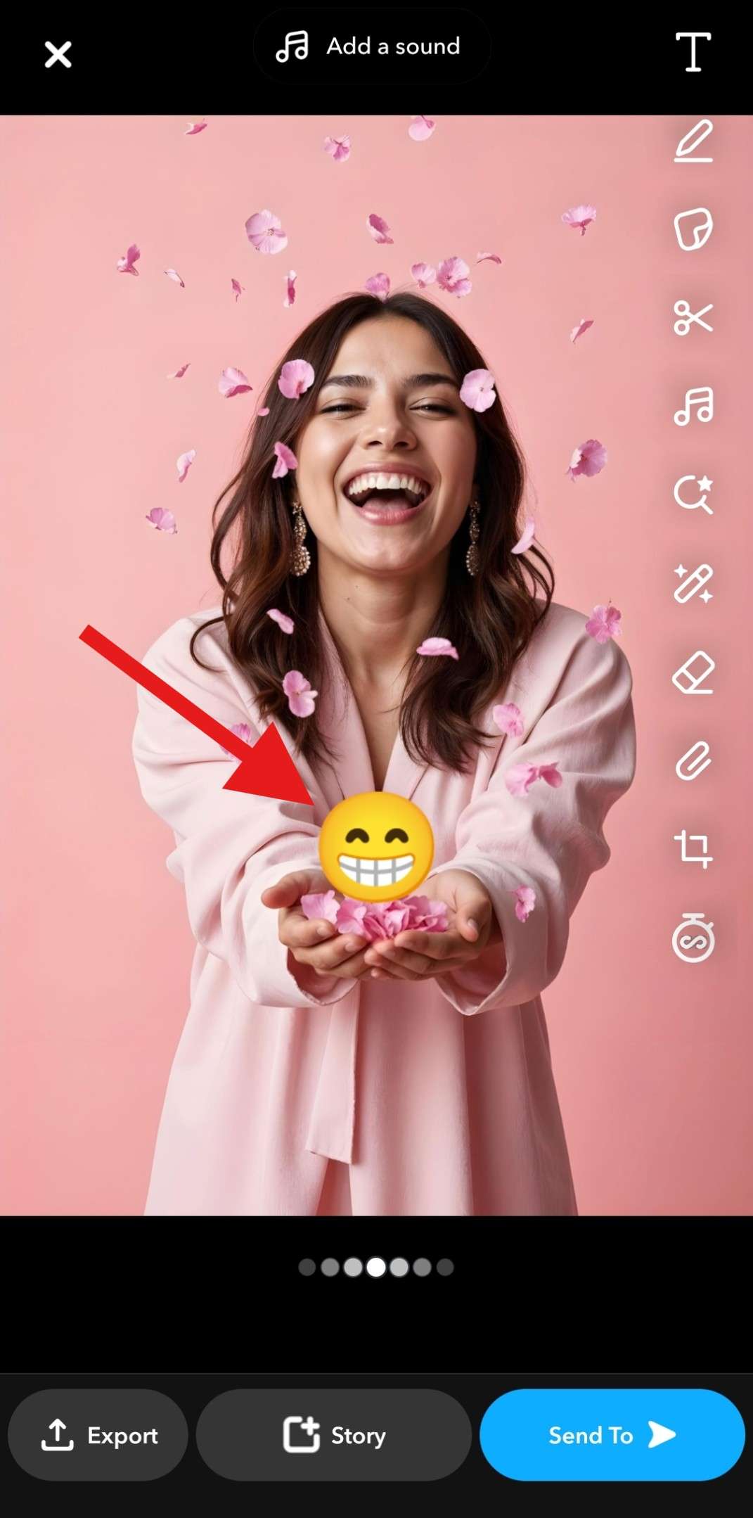 add emoji to photo using snapchat