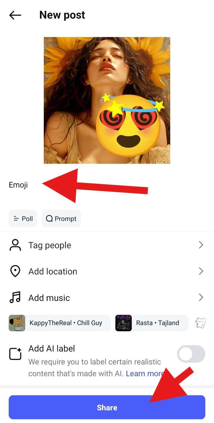 finalize emoji photo and share instagram