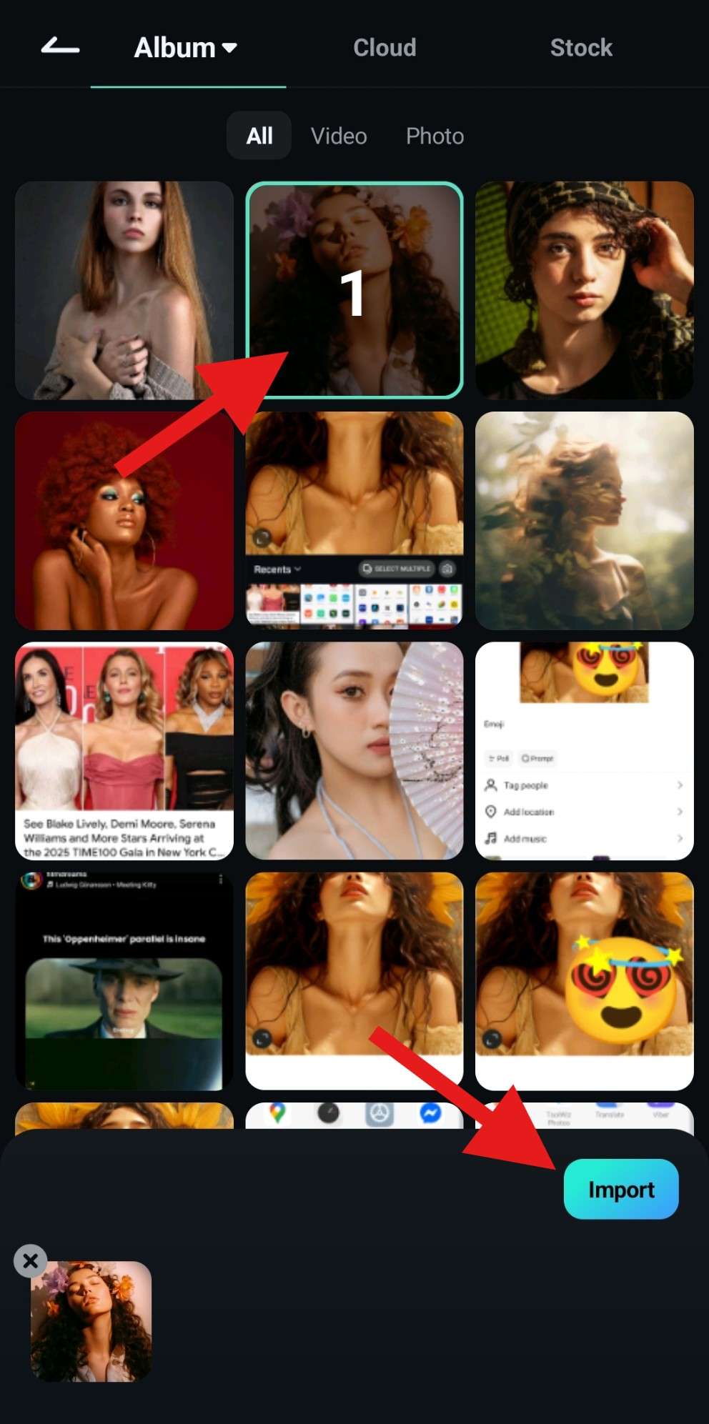 import image to project filmora mobile